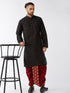Vastramay Men's Black And Maroon Silk Blend Kurta And Dhoti Set